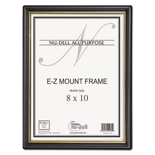 Image of NuDell 11800 Ez Mount Document Frame With Trim Accent And Plastic Face, Plastic, 8 X 10, Black/gold