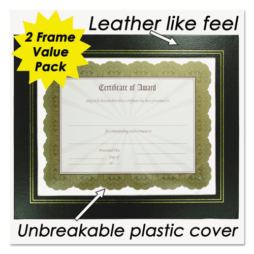 Image of NuDell 21202 Leatherette Document Frame, 8.5 x 11, Black, Pack of Two