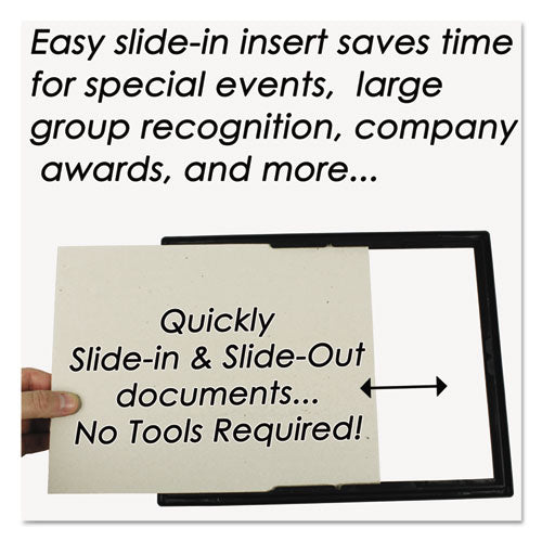 Image of NuDell 11880 Ez Mount Document Frame With Trim Accent And Plastic Face, Plastic, 8.5 X 11 Insert, Black/gold