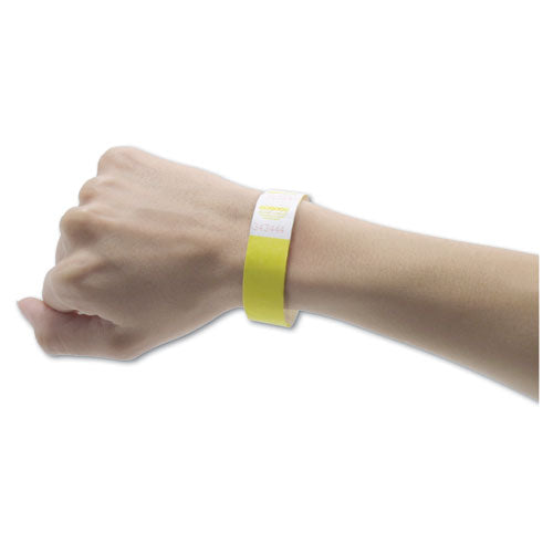 Image of Advantus 75512 Crowd Management Wristbands, Sequentially Numbered, 9.75" x 0.75", Yellow, 500/Pack