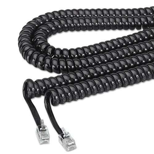 Image of Softalk® 48102 Coiled Phone Cord, Plug/Plug, 12 ft, Black