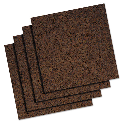 Image of Quartet® 101 Cork Panels, 12" x 0.38" x 12", Brown, 4/Pack