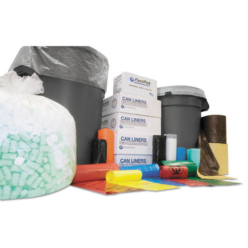 Image of Inteplast Group S386016N High-Density Commercial Can Liners, 60 gal, 16 mic, 38" x 60", Clear, Interleaved Roll, 25 Bags/Roll, 8 Rolls/Carton