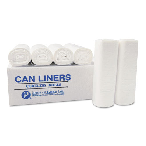 Image of Inteplast Group S386016N High-Density Commercial Can Liners, 60 gal, 16 mic, 38" x 60", Clear, Interleaved Roll, 25 Bags/Roll, 8 Rolls/Carton