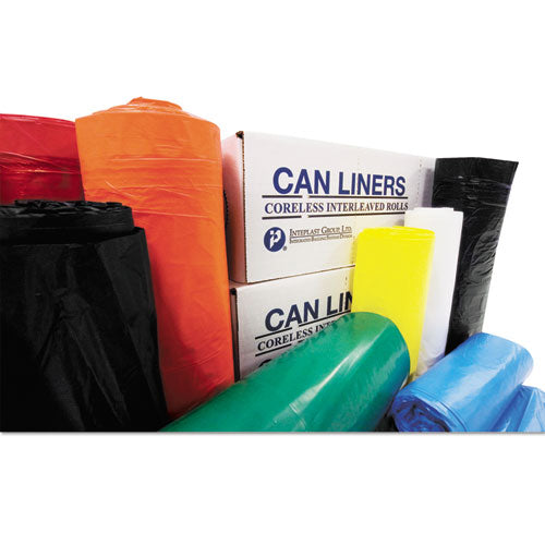 Image of Inteplast Group S303710K High-Density Commercial Can Liners, 30 gal, 9.91 mic, 30" x 37", Black, Interleaved Roll, 25 Bags/Roll, 20 Rolls/Carton