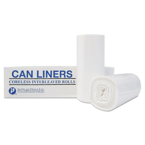 Image of Inteplast Group S386016N High-Density Commercial Can Liners, 60 gal, 16 mic, 38" x 60", Clear, Interleaved Roll, 25 Bags/Roll, 8 Rolls/Carton