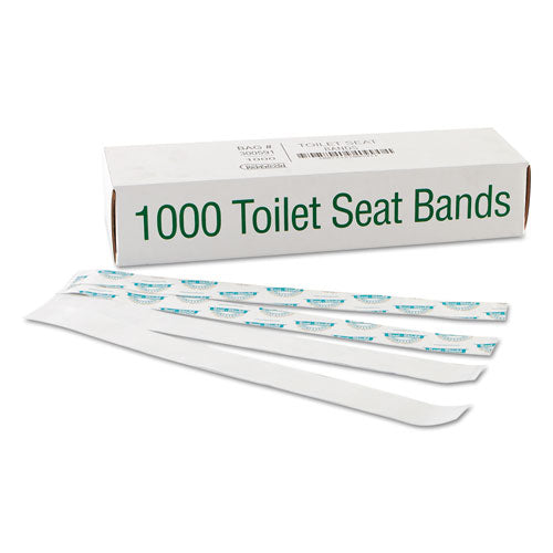Image of Bagcraft 300591 Sani/Shield Printed Toilet Seat Band, 16 x 1.5, Blue/White, 1,000/Carton