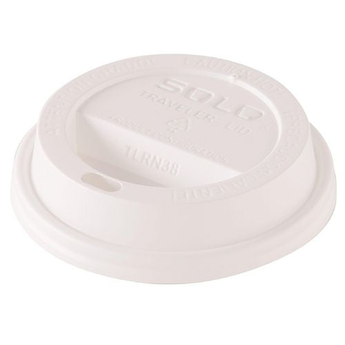 Image of SOLO® TL38R2-0007 Traveler Dome Hot Cup Lid, Fits 8 oz Hot Cups, Plastic, White, 100/Pack, 10 Packs/Carton