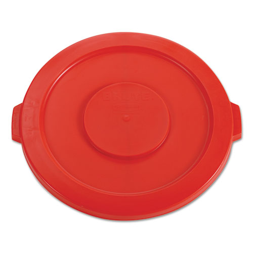 Image of Rubbermaid® Commercial FG263100RED BRUTE Self-Draining Flat Top Lids for 32 gal Round BRUTE Containers, 22.25" Diameter, Red