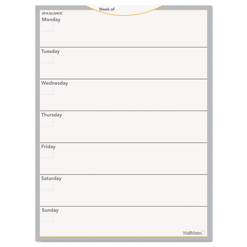 Image of AT-A-GLANCE® AW503028 Wallmates Self-Adhesive Dry Erase Weekly Planning Surfaces, 18 X 24, White/gray/orange Sheets, Undated