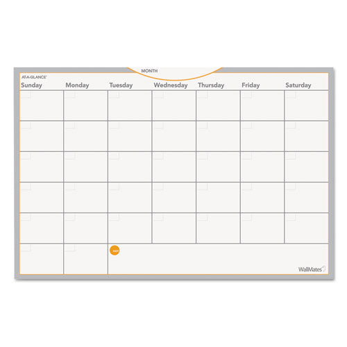 Image of AT-A-GLANCE® AW402028 Wallmates Self-Adhesive Dry Erase Monthly Planning Surfaces, 18 X 12, White/gray/orange Sheets, Undated