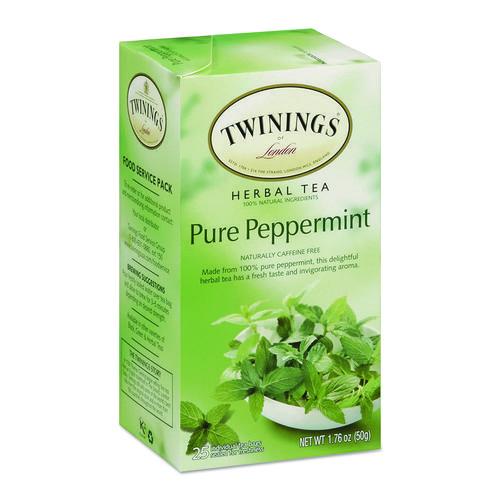 Image of TWININGS® TNA51724 Tea Bags, Pure Peppermint, 1.76 Oz, 25/box