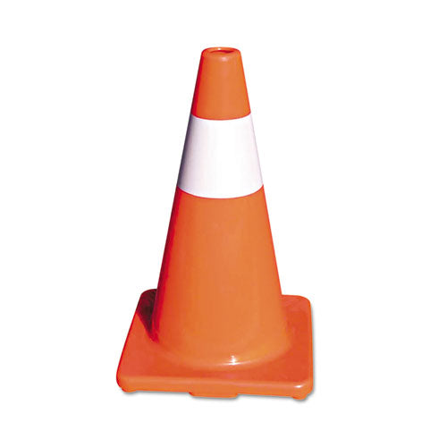 Image of Tatco 25500 Traffic Cone, 10 X 10 X 18, Orange/silver