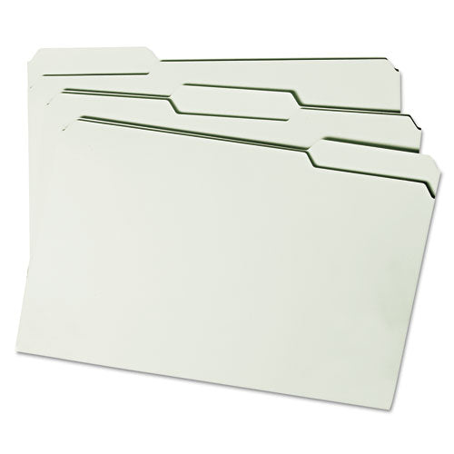 Image of Smead 18234 Expanding Recycled Heavy Pressboard Folders, 1/3-Cut Tabs: Assorted, Legal Size, 2" Expansion, Gray-Green, 25/Box