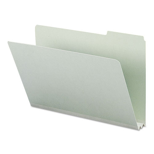 Image of Smead 18234 Expanding Recycled Heavy Pressboard Folders, 1/3-Cut Tabs: Assorted, Legal Size, 2" Expansion, Gray-Green, 25/Box
