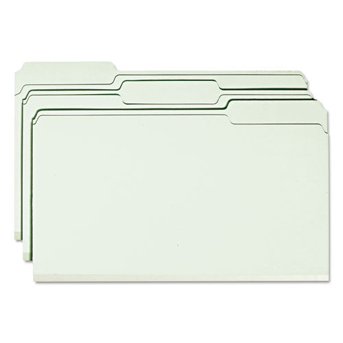 Image of Smead 18234 Expanding Recycled Heavy Pressboard Folders, 1/3-Cut Tabs: Assorted, Legal Size, 2" Expansion, Gray-Green, 25/Box