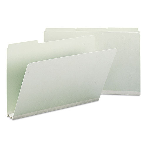 Image of Smead 18234 Expanding Recycled Heavy Pressboard Folders, 1/3-Cut Tabs: Assorted, Legal Size, 2" Expansion, Gray-Green, 25/Box