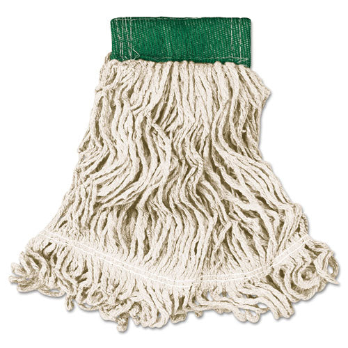 Image of Rubbermaid® Commercial FGD25206WH00 Super Stitch Looped-End Wet Mop Head, Cotton/synthetic, Medium, Green/white
