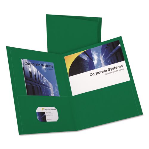 Image of Oxford Twin-Pocket Folder, Embossed Leather Grain Paper, 0.5" Capacity, 11 X 8.5, Hunter Green, 25/box