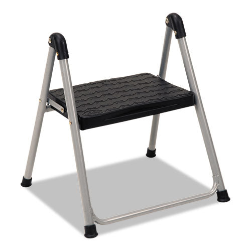 Image of Cosco® 11014PBL1E Folding Step Stool, 1-Step, 200 Lb Capacity, 9.9" Working Height, Platinum/black