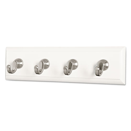 Image of Command HOM-18Q Decorative Key Rail, Plastic, Quartz/Silver, 8 x 1.5 x 2.13, 4 Hooks/Pack