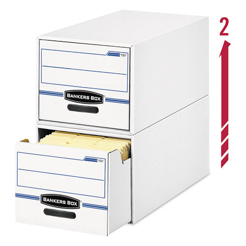Image of Bankers Box® 00721 Stor/drawer Basic Space-Savings Storage Drawers, Letter Files, 14" X 25.5" X 11.5", White/blue, 6/carton