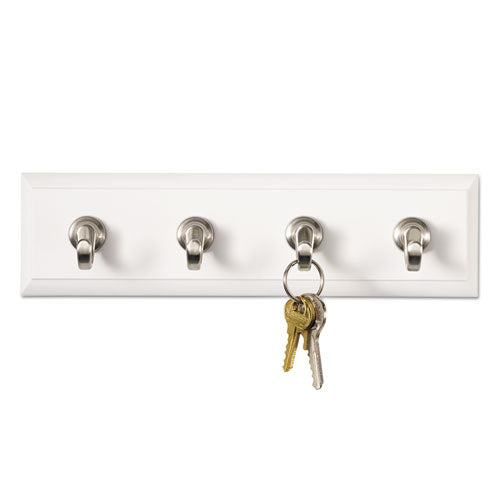 Image of Command HOM-18Q Decorative Key Rail, Plastic, Quartz/Silver, 8 x 1.5 x 2.13, 4 Hooks/Pack