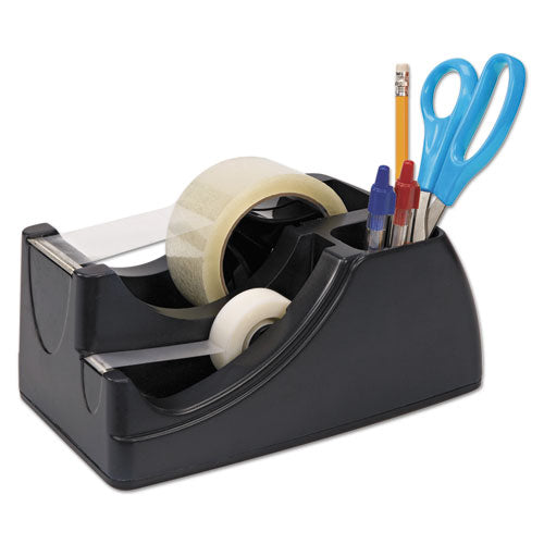 Image of Officemate OIC96690 Recycled 2-In-1 Heavy Duty Tape Dispenser, 1" And 3" Cores, Plastic, Black