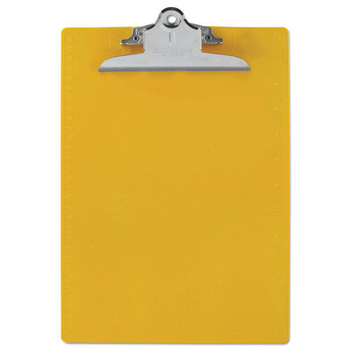 Image of Saunders 21605 Recycled Plastic Clipboard with Ruler Edge, 1" Clip Capacity, Holds 8.5 x 11 Sheets, Yellow