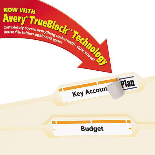 Image of Avery® 05166 Permanent TrueBlock File Folder Labels with Sure-Feed Technology, 0.66" x 3.44", White, 30/Sheet, 25 Sheets/Pack