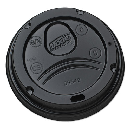 Image of Dixie® D9542B Drink-Thru Lids, Fits 10 oz to 20 oz Hot Cups, Plastic, Black, 1,000/Carton