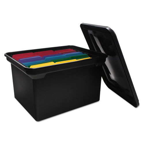 Image of Advantus 34052 File Tote with Lid, Letter/Legal Files, 14.25" x 18" x 10.88", Black