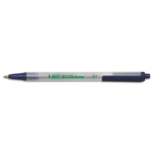 Image of BICÂ® Ecolutions Clic Stic Ballpoint Pen, Retractable, Medium 1 mm, Blue Ink, Translucent Frost/Blue Barrel, Dozen