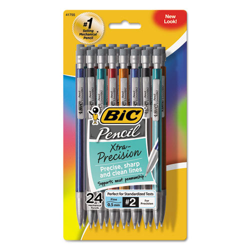 Image of BIC® MPLMFP241 Xtra-Precision Mechanical Pencil Value Pack, 0.5 mm, HB (#2), Black Lead, Assorted Barrel Colors, 24/Pack
