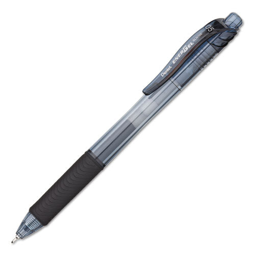 Image of Pentel® BLN105ASW2 EnerGel-X Gel Pen, Retractable, Fine 0.5 mm, Black Ink, Clear/Black Barrel, 24/Pack