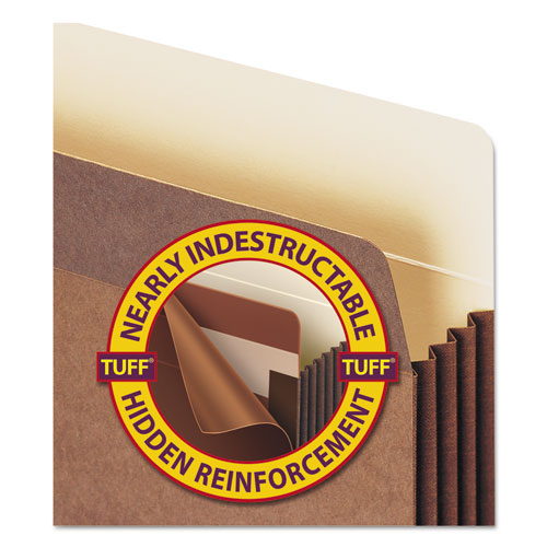Image of Smead Redrope TUFF Pocket Drop-Front File Pockets with Fully Lined Gussets, 3.5" Expansion, Letter Size, Redrope, 10/Box