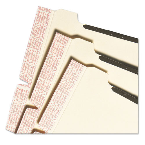 Image of Smead 68025 Self-Adhesive Folder Dividers for Top/End Tab Folders, 2 Fasteners, Letter Size, Manila, 25/Pack