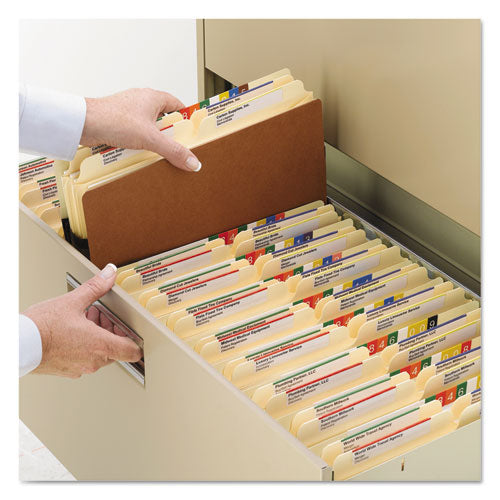 Image of Smead Redrope TUFF Pocket Drop-Front File Pockets with Fully Lined Gussets, 5.25" Expansion, Letter Size, Redrope, 10/Box