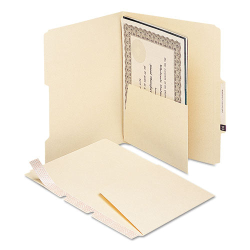 Image of Smead 68030 Self-Adhesive Folder Dividers with 5.5" Pockets for Top/End Tab Folders, Fasteners, Letter Size, Manila, 25/Pack