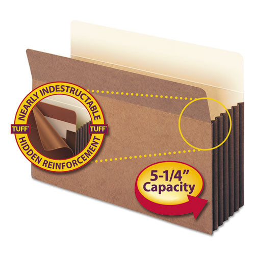Image of Smead 74390 Redrope TUFF Pocket Drop-Front File Pockets with Fully Lined Gussets, 5.25" Expansion, Legal Size, Redrope, 10/Box