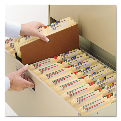 Image of Smead 74390 Redrope TUFF Pocket Drop-Front File Pockets with Fully Lined Gussets, 5.25" Expansion, Legal Size, Redrope, 10/Box