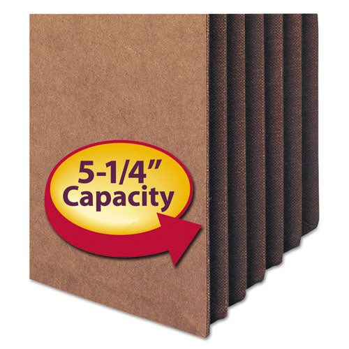 Image of Smead Redrope TUFF Pocket Drop-Front File Pockets with Fully Lined Gussets, 5.25" Expansion, Letter Size, Redrope, 10/Box