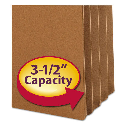 Image of Smead Redrope Drop Front File Pockets with 2/5-Cut Guide Height Tabs, 3.5" Expansion, Letter Size, Redrope, 25/Box