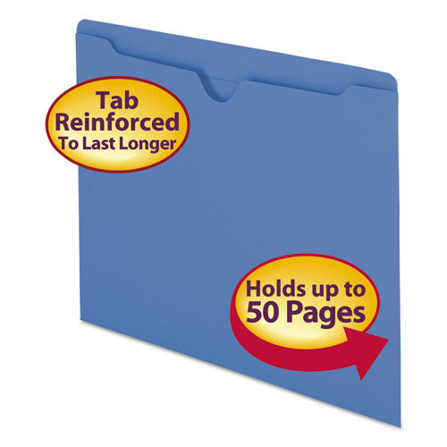 Image of Smead 75502 Colored File Jackets With Reinforced Double-Ply Tab, Straight Tab, Letter Size, Blue, 100/box