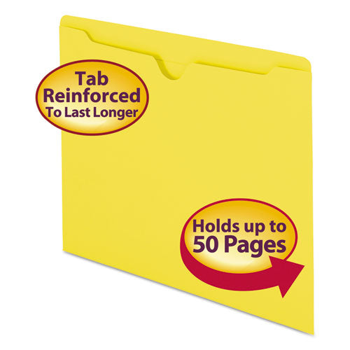 Image of Smead 75511 Colored File Jackets With Reinforced Double-Ply Tab, Straight Tab, Letter Size, Yellow, 100/box
