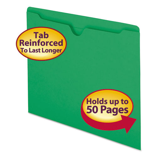 Image of Smead 75503 Colored File Jackets With Reinforced Double-Ply Tab, Straight Tab, Letter Size, Green, 100/box