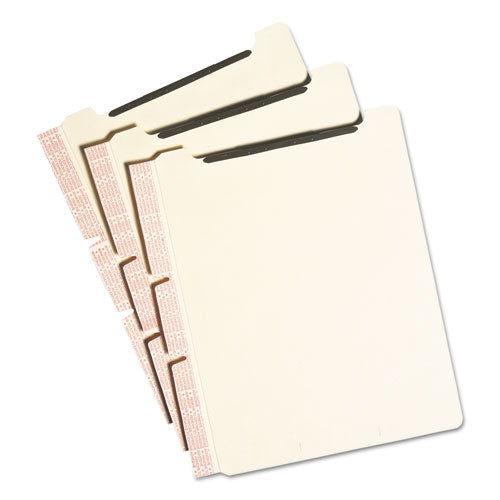 Image of Smead 68025 Self-Adhesive Folder Dividers for Top/End Tab Folders, 2 Fasteners, Letter Size, Manila, 25/Pack