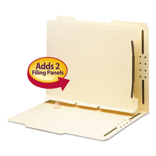 Image of Smead 68025 Self-Adhesive Folder Dividers for Top/End Tab Folders, 2 Fasteners, Letter Size, Manila, 25/Pack