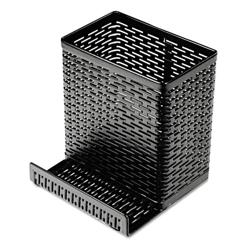 Image of ArtisticÂ® Urban Collection Punched Metal Pencil Cup/Cell Phone Stand, Perforated Steel, 3.5 x 3.5, Black
