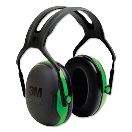 Image of 3M X1A PELTOR X1A Over the Head Earmuffs, Dielectric, 22 dB NRR, Black/Green